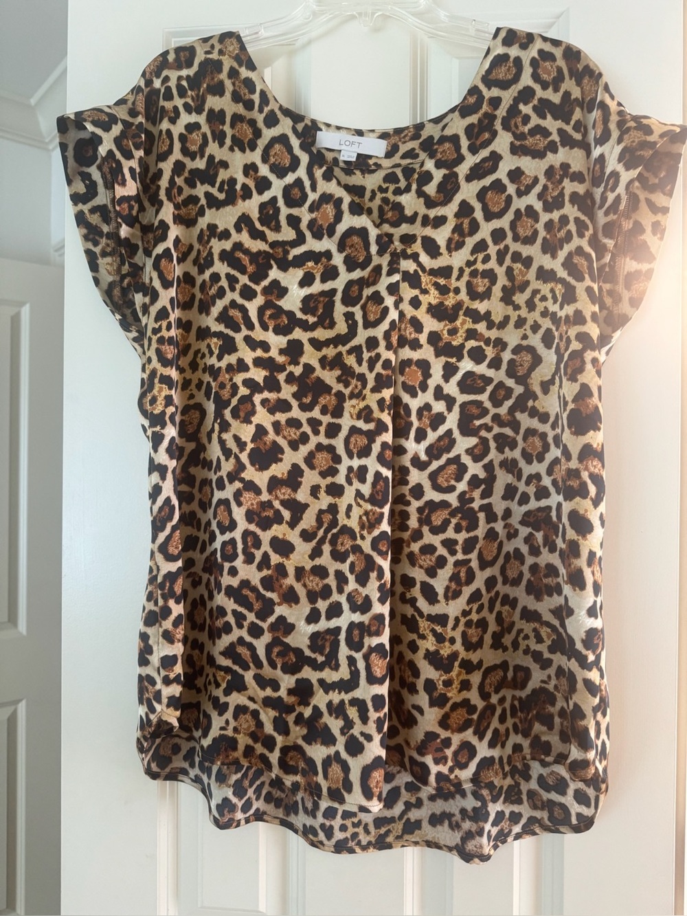 LOFT Leopard Print Cap-Sleeve Blouse in Brown and Black